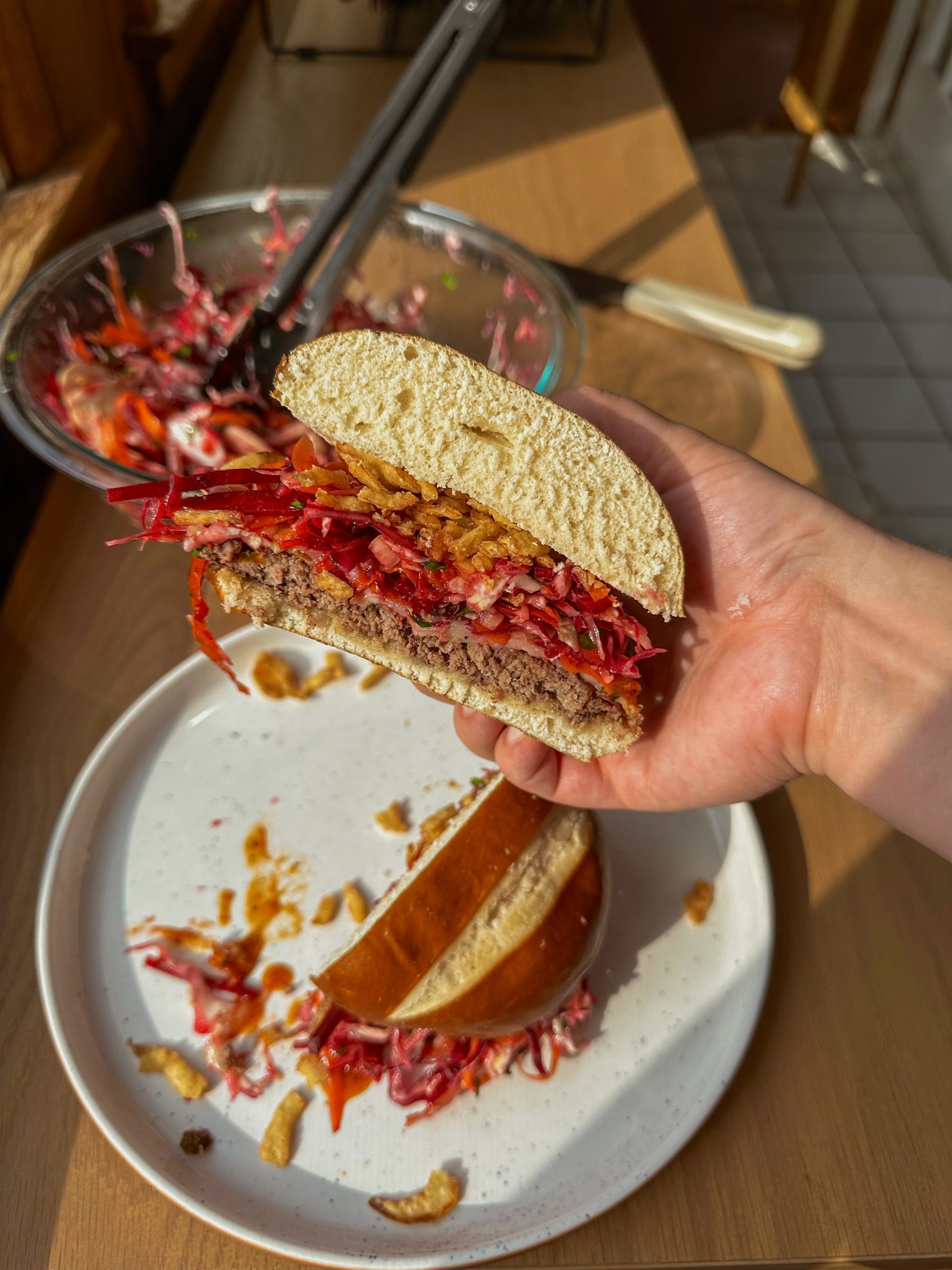 Rainbow Slaw BBQ Burger