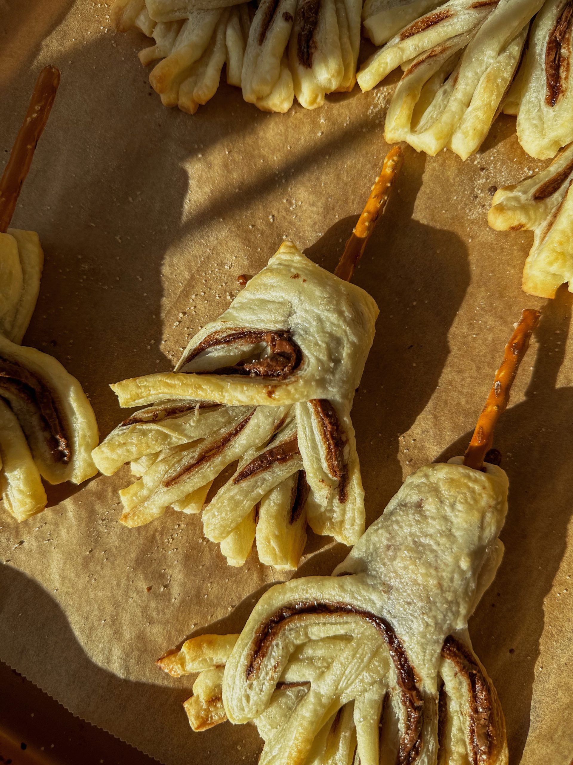 Puff Pastry Witches Brooms
